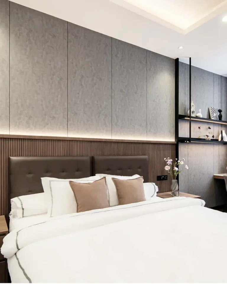 KERTASIVE® menghadirkan suasana elegan dan eksklusif di kamar tidur Anda. Pesona motif concrete (1)